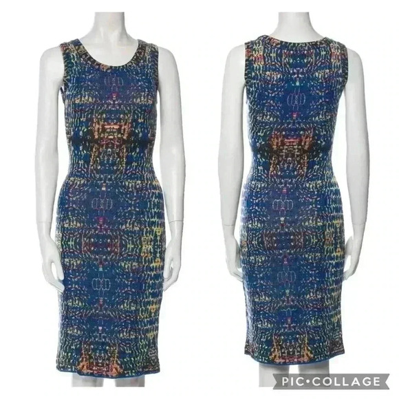M by Missoni Dresses & Skirts - M MISSONI Knit Sheath Blue Multicolor Sleeveless Tank Sheath Dress EC Size 6